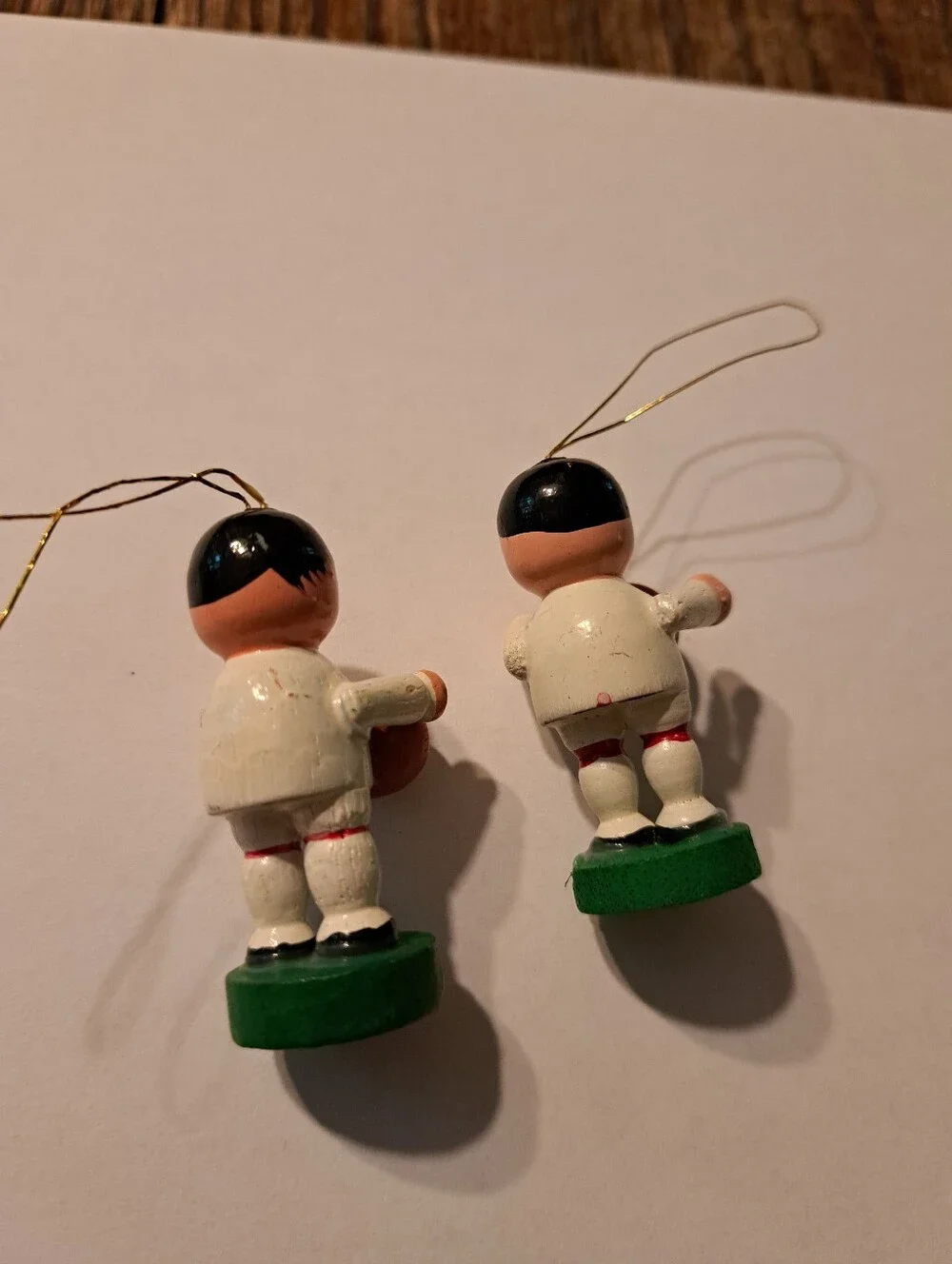Vintage Wood Christmas Ornaments Lot 6 Hand Painted Wooden Rustic Farmhouse